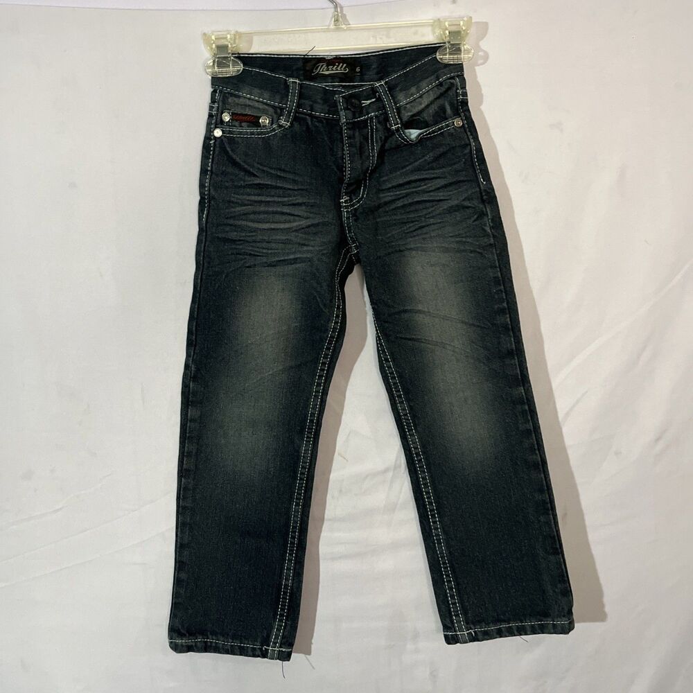 The Original Thrill Youth Jeans Size 6 Blue Embroidered 21x20